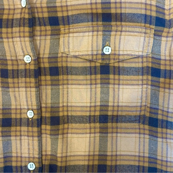 Rag & Bone May Cropped Plaid Button-Up Brushed Flannel Shirt Brown Women Small - Picture 3 of 5